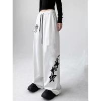 Pantalones de chándal con diseño de estampado de estrellas y letras para mujer, pantalones de pierna ancha de estilo callejero americano, pantalones largos a la moda para primavera y verano 2024 - details 2