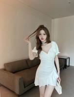 Vestido de Manga Abullonada Sexy Escote en V Falda Ligera que Cubre la Cintura Moda de Mujer 2023 - details 18