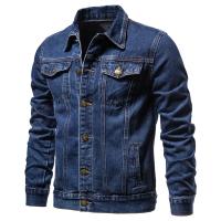 Chaquetas de Denim de Cuello Rico para Hombres Ajuste Delgado, Moda Motocicleta, Pendientes Casuales de Algodón, Negro y Azul - details 4