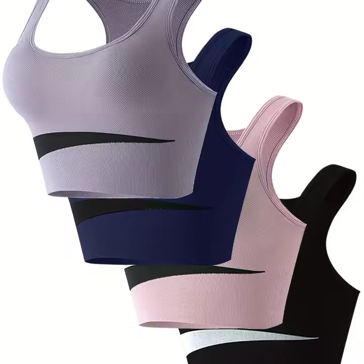 Sujetadores Deportivos de colores, Cómodos Y Transpirables Para Correr Y Hacer Ejercicio, Sujetador Push Up, 4 piezas - 1