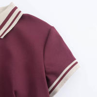 TRAFZA, moda de verano para mujer, vestido acampanado plisado ancho acanalado con contraste, vestido elegante de manga corta con cuello vuelto y botones para mujer - details 9