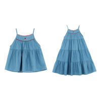 Vestido de mezclilla azul para niña, ropa de algodón sin mangas, informal para playa, Verano - details 0