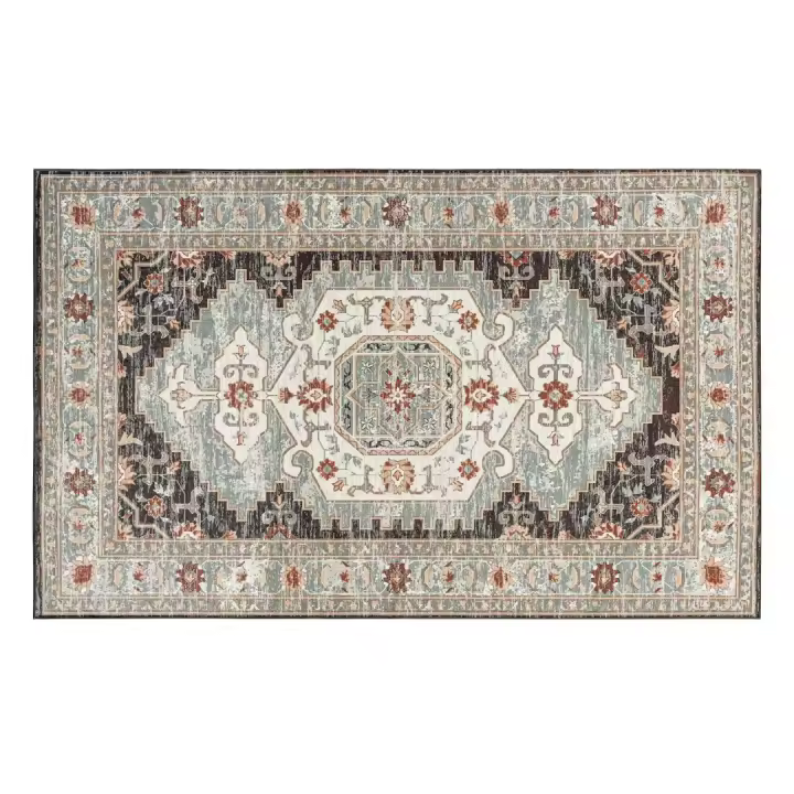 Alfombra Moderna de Pelo Corto Partes Inferiores Rectangulares de Poliéster para Uso Interior y Exterior Estilo Vintage Tradicional - 1