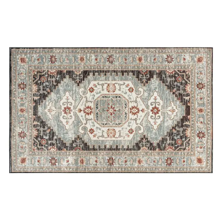 Alfombra Moderna de Pelo Corto Partes Inferiores Rectangulares de Poliéster para Uso Interior y Exterior Estilo Vintage Tradicional - 1