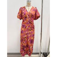2025 Vestido de verano para mujer, azul, estampado, cuello en V, ceñido, ceñido a la cadera, manga corta - details 22