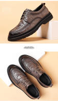La primera capa de piel de oveja de los zapatos casuales de cuero para hombre, vestido de negocios de cuero genuino. - details 14