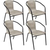 Juego de 4 Sillas de Jardín Asiento de Metal y Polietileno para Exteriores - details 0