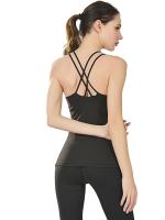 Top corto de manga corta cruzada para mujer, Camiseta deportiva de Yoga negra ajustada, Sujetador deportivo - details 3
