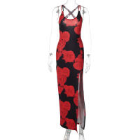 Vestido largo rojo ajustado para mujer, ropa elegante para fiesta, discoteca, noche, calle, artículos de negocios, venta al por mayor, verano 2024 - details 6