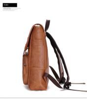 Mochila de Viaje de Ocio para Hombres Resistente al Desgaste, Patrón de Splice, Forro de Dacron, Exterior de Cuero - details 13