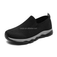Nuevos zapatos deportivos negros transpirables para hombre, planos, cómodos, antideslizantes, suaves y para personas mayores, tela de malla ligera para fitness - details 5