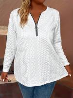 Camiseta con media cremallera para mujer, ropa de tendencia, camisetas de manga larga de talla grande, otoño/primavera - details 4