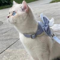 Accesorios para mascotas, arnés para gato de Estilo Princesa, correa transpirable ajustable, correa para el pecho para mascotas, nailon con lazo, chaleco para gato, sesión de fotos - details 2