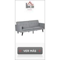 Cama de 3 Plazas Sofá Cama Reclinable Convertible Tapizado en Tela con Patas de Metal para Salón Carga 300 kg 170x76x72,5 cm Gris - details 13