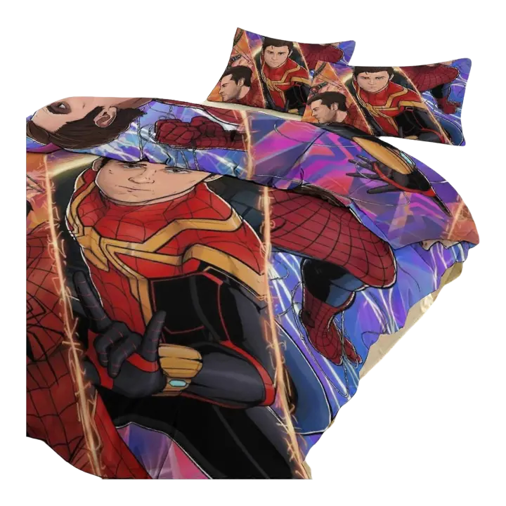 Juego de Ropa de Cama Spiderman Ez416 Conjunto de Cama de 3 Piezas Funda de Edredón, Fundas de Almohada Diseño de Patrón para Hombres, Mujeres, Adolescentes Disponible en Varios Tamaños - 1