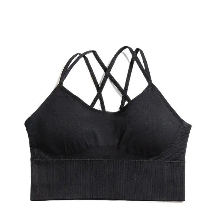 Sujetador sin costuras para mujer, Top de licra, elástico, transpirable, mejora el pecho, ropa interior deportiva de ocio - 1