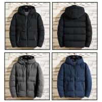Chaqueta De Algodón Grueso Para Hombre Con Capucha Estilo Casual Impermeable Y Cálida Outerwear De Talla Grande Sólida Para Otoño E Invierno - details 0
