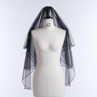 Velos de boda al por mayor, velos de novia negros con peine, estilo Simple, velo de boda de fiesta de hilo suave negro de alta calidad - details 1