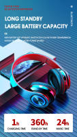 Auriculares inalámbricos B39 con luces LED de colores, audífonos con Bluetooth, tarjeta TF, AUX, cable de reproducción, estéreo de graves HiFi plegable, música - details 6