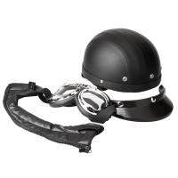 Casco de media piel con cara abierta para motocicleta, gafas UV con visera, estilo Retro Vintage, 54-60cm - details 7