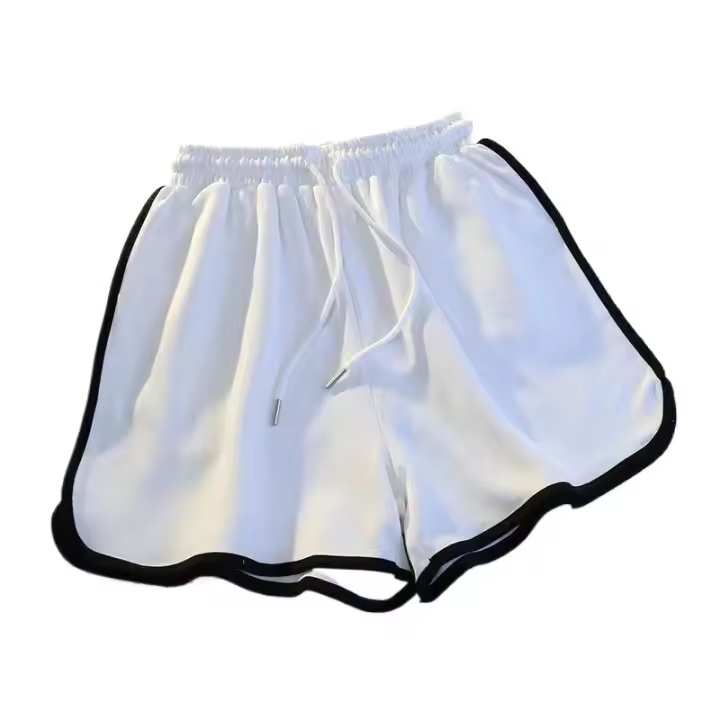 Pantalones cortos de rayas negras para mujer, Shorts de pierna ancha de gran tamaño, color blanco, a la moda, de cintura alta, deportivos - 1