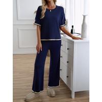 Ropa de mujer de moda 2025 primavera y verano temperamento casual de manga corta conjunto de pantalones de punto - details 36