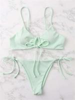 Bikini brasileño liso para mujer, conjunto sexy de 2 piezas con cintura Ba, traje de baño de playa, ropa de playa 2024 - details 20