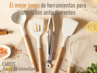 Utensilios de Cocina de Silicona ,Resistencia al Calor con Mango de Madera, Accesorios, Cocina-16 Piezas - details 5