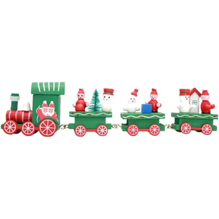Tren de Madera de Navidad Mini Tren de Madera Mini muñeco de Nieve de Madera Tren de Madera Ornamento de Tren de Navidad para - 1