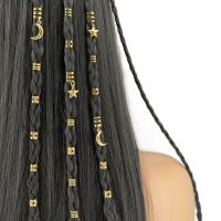44 piezas de anillos para el cabello con diseño de estrellas y luna, huecos, para trenzas, dreadlocks, cuentas, bricolaje, clips metálicos para el cabello, tubos para trenzas. - details 7