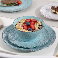 Vancasso-Juego de vajilla de gres con plato de cena, plato de postre, tazón, taza, servicio para 4 personas, VINE 16 - details 6
