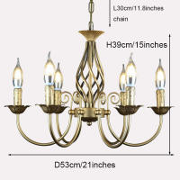 Candelabro de hierro forjado Vintage E14, lámpara de luz colgante de vela, accesorio de luces LED de bronce y Metal para el hogar, lustre de hierro moderno, promocional - details 1