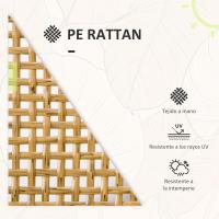 Juego de jardín de 3 piezas, sillas y mesa de ratán con 2 sillas, 1 mesa de centro y cojines para terraza o patio, natural. - details 4