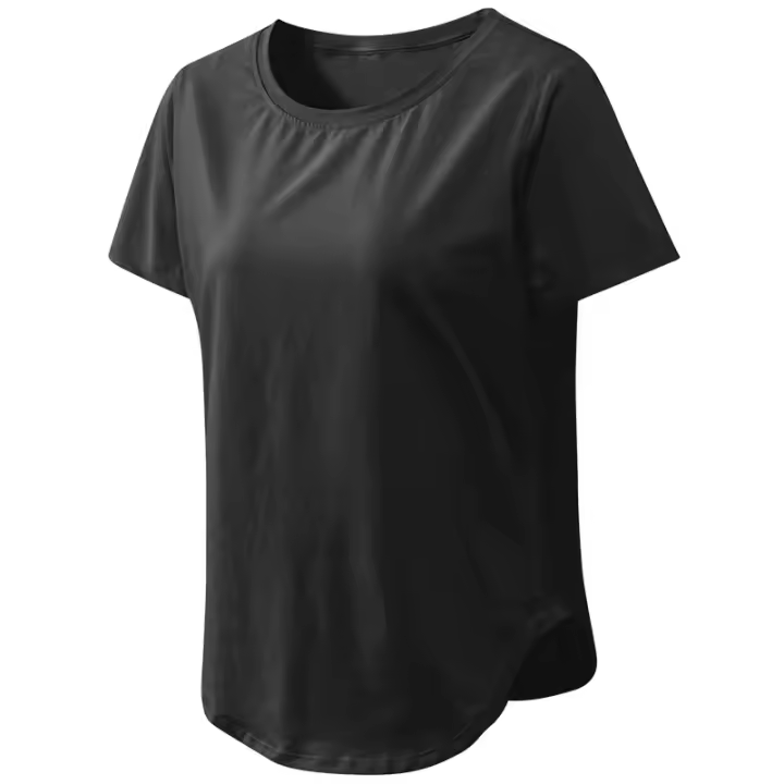 Camiseta deportiva lisa de manga corta para mujer, Top holgado para Fitness, camiseta de gimnasio - 1