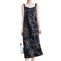 Vestido de tirantes de satén para mujer 2025 verano nuevo estilo perezoso versátil estampado falda de chaleco de vacaciones junto al mar - details 5