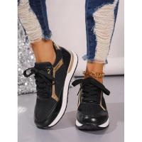 Zapatillas de deporte para mujer, nuevas y cómodas zapatillas deportivas con plataforma de cuero parcheado para correr al aire libre, informales, cómodas y a la moda - details 11