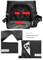 Mochila antirrobo de tela Oxford impermeable para mujer, bolso de hombro escolar de nailon ligero para viaje, a la moda - details 3