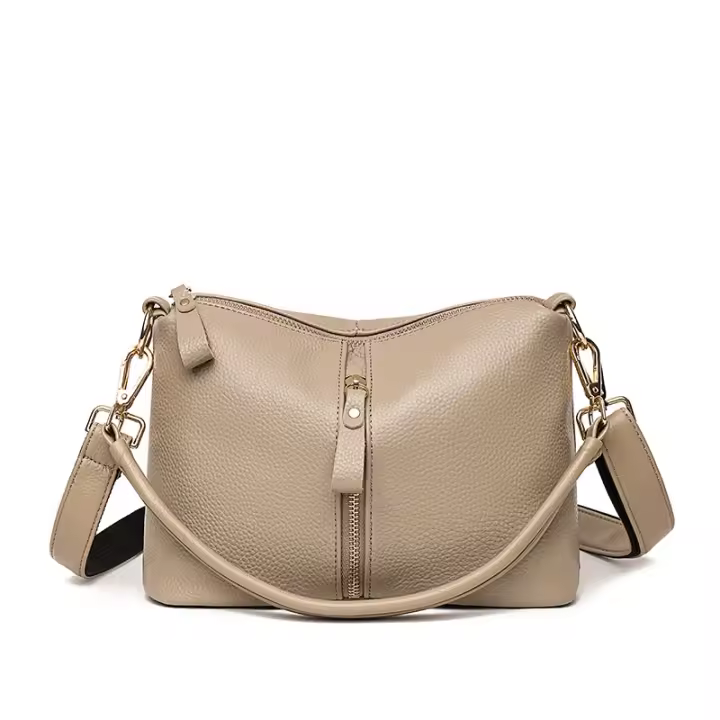 2023 bandolera de cuero genuino para mujer, bolso de hombro de color sólido de alta calidad - 1