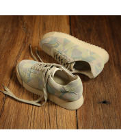 Zapatos hechos a mano de piel de vaca de primera capa con plataforma retro de camuflaje Forrest Gump - details 1