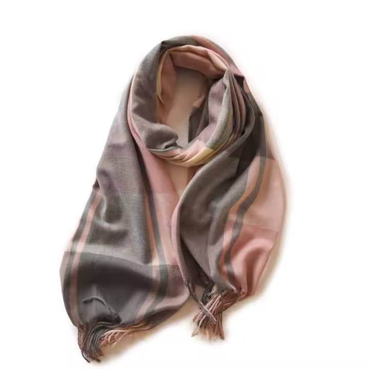 Bufanda a cuadros bufanda de invierno chal para mujer babero de flecos abrigados - 1