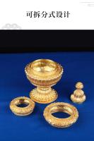 Caja de cobre puro de Nepal, plataforma budista tántrica tibetana dorada y plateada, adorno de olla de grano, tesoro de Buda - details 6