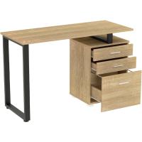 Escritorio Moderno de Madera y Acero 3 Cajones, Porta Ordenador, Diseño de Mesa de Trabajo, 120 x 50 x 75 cm, Decoración para Casa y Oficina - details 4