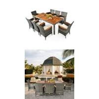 Conjunto de Muebles de Jardín 3 Piezas, 2 Sillones de Polirratán y 1 Mesa con Tablero de Cristal, Juego de Bistro con Cojines, Mesa y Silla para Terraza, Jardín, Patio - details 26