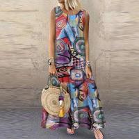 Dre plisado para mujer, Dre largo estampado, túnica de manga 3/4, otoño y verano, - details 9