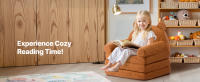 Sofá Infantil Plegable 2 en 1 SucceBuy con Reposabrazos, Sofá Suave Hecho de Esponja 28D y Felpa de Peluche, Convertible en Silla para Niños Pequeños, Ideal para Leer o Jugar, Tamaño Mediano, Marrón - details 2