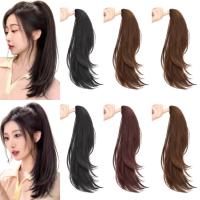 Extensión de cabello sintético con cola de caballo recta ligeramente levantada de 12/16 pulgadas, peluca con cola de caballo con Clip, peluca de cola de caballo en capas dulces - details 1