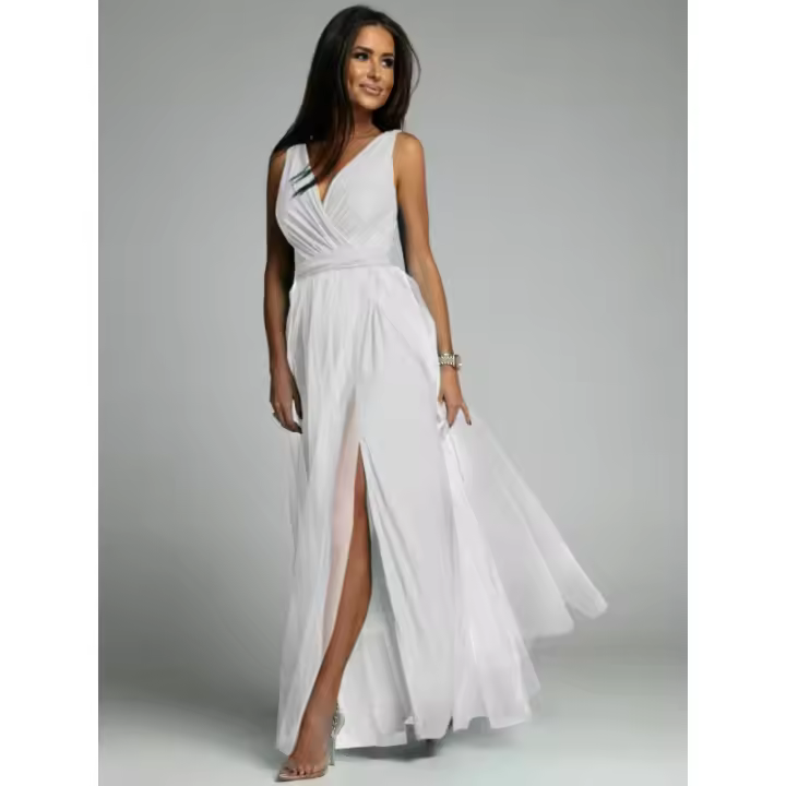 Vestido brillante con cuello en V y cintura delgada Moda femenina 2024 para Europa y Estados Unidos - 1