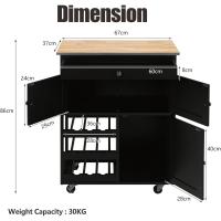 Carro de Cocina de Madera Carrito de Servicio con Ruedas Mueble Island Móvil con Cajón - details 7
