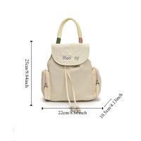 Mochila con cordón de Bordado de letras, bolso escolar de nailon de gran capacidad para estudiantes, bolso de viaje de Color sólido, bolso de hombro para adolescente - details 1