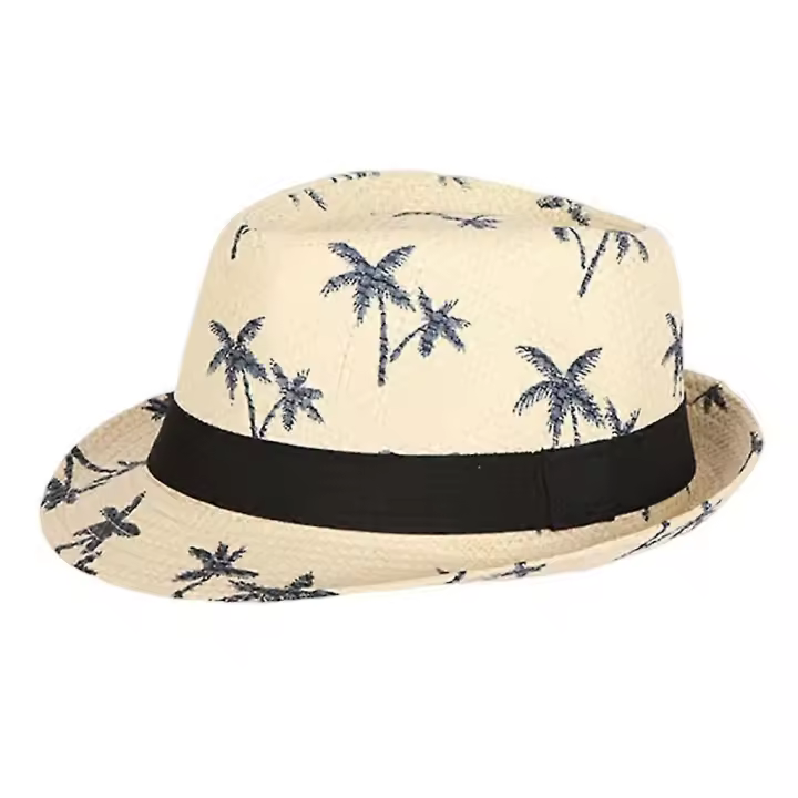 Sombrero de playa de paja único Sombrero de jazz de paja Sombrero de Panamá Sombrero Fedora de paja Sombrero Fedora de Panamá - 1